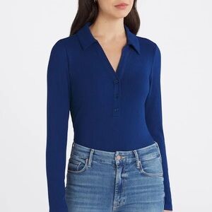 Violets & Roses Royal Blue Long Sleeve Polo Bodysuit Size 2X